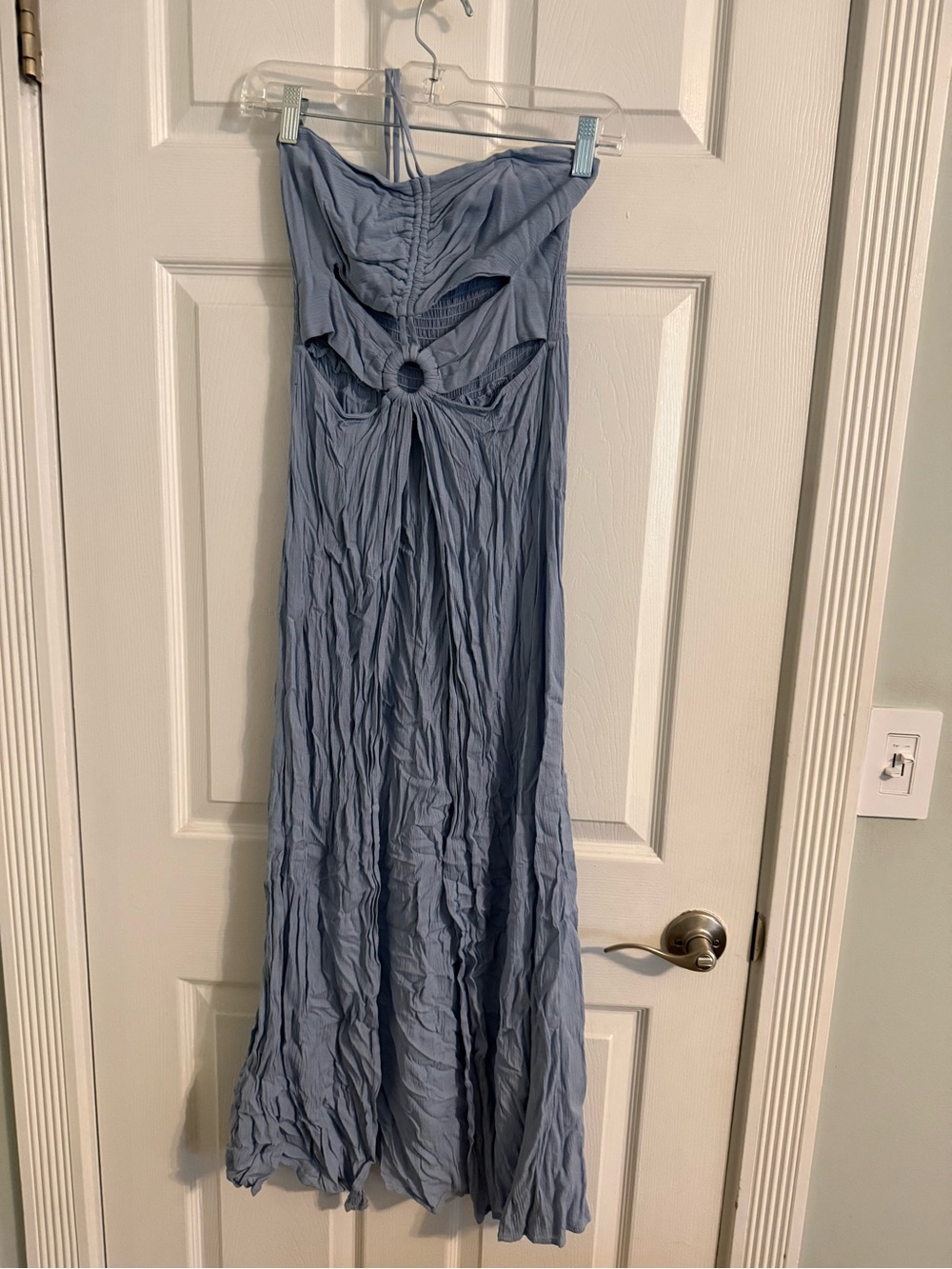 ILLA ILLA Dusty Blue Halter Maxi Top with Ring Cutout